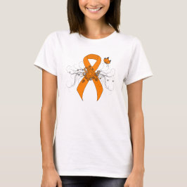 Camiseta Cinta de sensibilización del naranja con mariposa