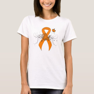 Camiseta Cinta de sensibilización del naranja con mariposa