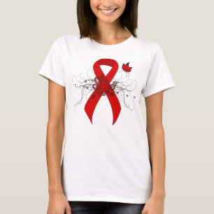 Camiseta Cinta de sensibilización roja con mariposa