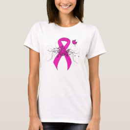 Camiseta Cinta de sensibilización rosada con mariposa
