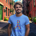 Camiseta Cinta de sensibilización sobre autismo personaliza<br><div class="desc">Camisetas de la cinta de sensibilización del autismo personalizado para una marcha de recaudación de fondos o fiesta para crear conciencia para amigos o familiares autistas. Una genial y orgullosa mamá o papá tee de autismo que se puede personalizar con cualquier texto debajo de la pieza del rompecabezas de la...</div>