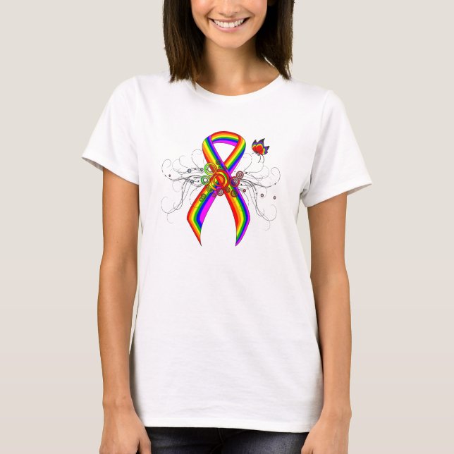 Camiseta Cinta de sensibilización sobre el arcoiris con mar (Anverso)