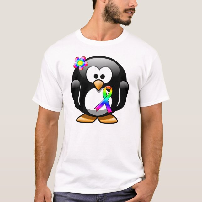 Camiseta Cinta de sensibilización sobre el arcoiris del pin (Anverso)
