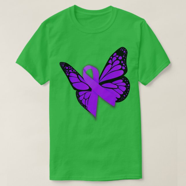 Camiseta Cinta de sensibilización sobre la mariposa púrpura (Diseño del anverso)