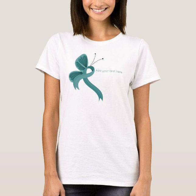 Camiseta Cinta de sensibilización verde azulada mariposa ca (Anverso)