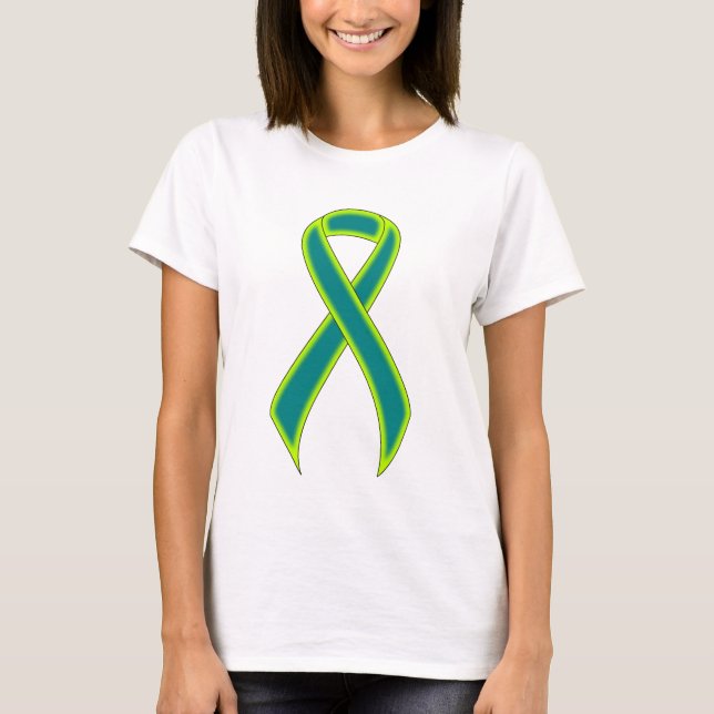 Camiseta Cinta de sensibilización verde azulada y verde liv (Anverso)