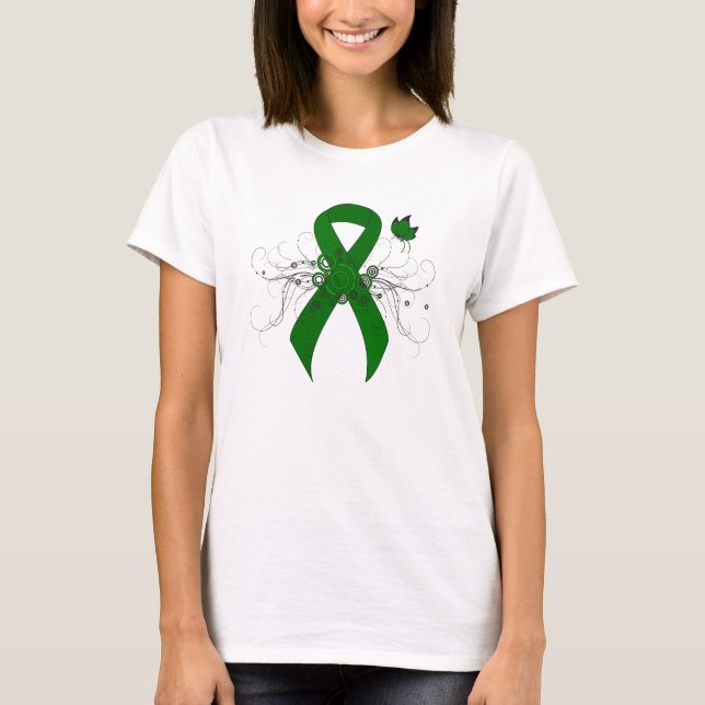 Camiseta Cinta de sensibilización verde con mariposa (Anverso)