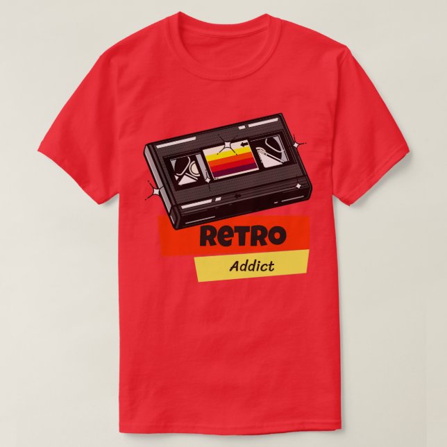 Camiseta Cinta de vídeo retro adicto 80s (Diseño del anverso)