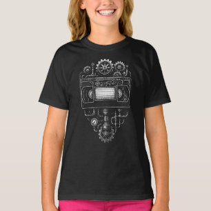 Camiseta Cinta de video VHS steampunk monocromo