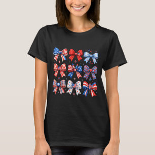 Camiseta Cinta del 4 de Julio Coquette Rojo Blanco Azul USA