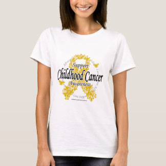 Camiseta Cinta del cáncer de la niñez de mariposas