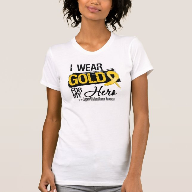 Camiseta Cinta del cáncer de la niñez para mi héroe (Anverso)