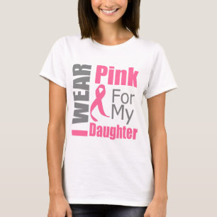 Camiseta Cinta del cáncer de pecho llevo a la hija rosada
