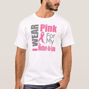 Camiseta Cinta del cáncer de pecho llevo a la suegra rosad
