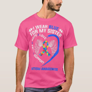 Camiseta Cinta Del Corazón Que Uso Azul Para Mi Hermana Aut