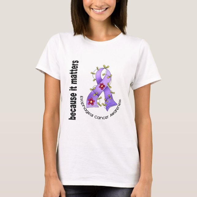 Camiseta Cinta del esófago 3 de la flor del cáncer (Anverso)