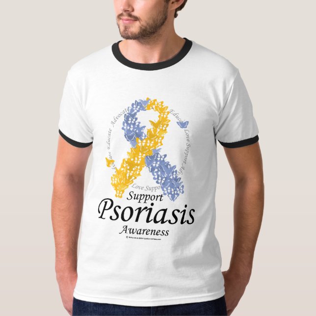 Camiseta Cinta del psoriasis de mariposas (Anverso)