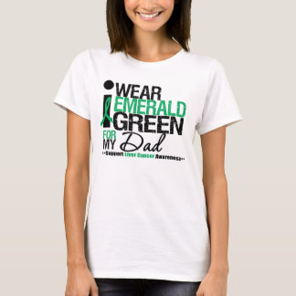 Camiseta Cinta del verde esmeralda del cáncer de hígado