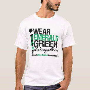 Camiseta Cinta del verde esmeralda del cáncer de hígado