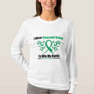 Camiseta Cinta del verde esmeralda para ganar - al cáncer