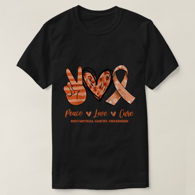 Camiseta Cinta Floral Cure Cure Peace Cure Cáncer endometri (Diseño del anverso)