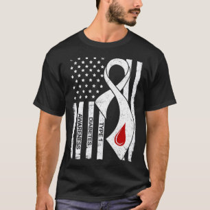 Camiseta Cinta gris vintage bandera americana Diabetes tipo