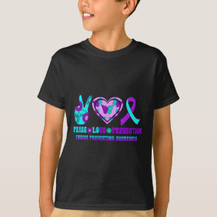 Camiseta Cinta Heart Peace Love Prevention Happy Suicide A