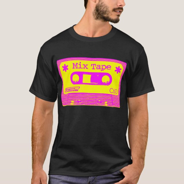 Camiseta Cinta mixta psicodélica - magenta y amarilla (Anverso)