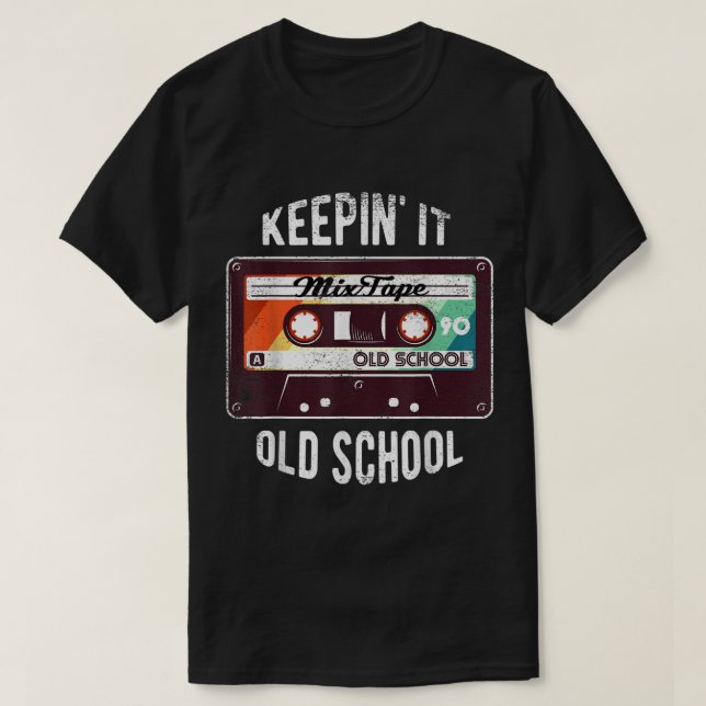 Camiseta Cinta Mixta Retro de Escuela Antigua (Diseño del anverso)