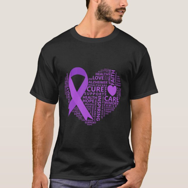 Camiseta Cinta Morada Corazón de Concienciación  (Anverso)