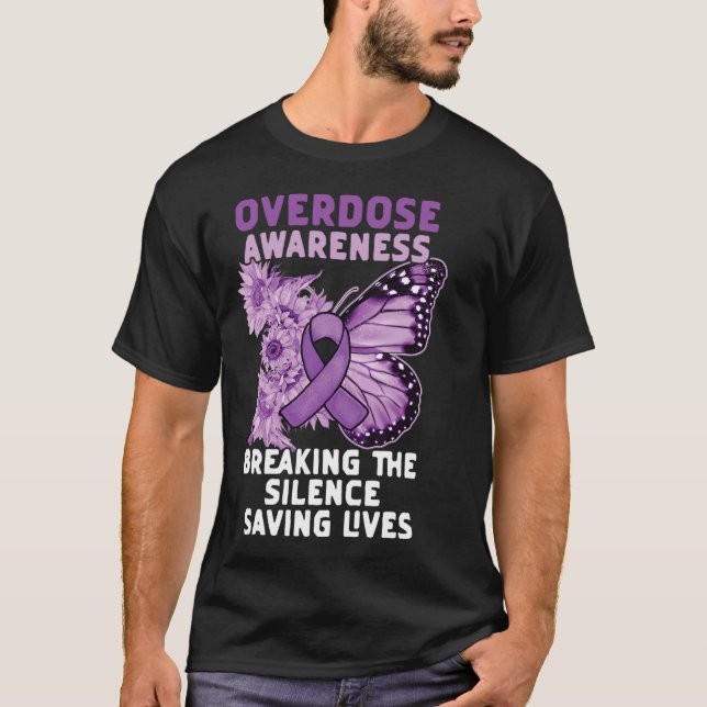 Camiseta Cinta Morada de Conciencia de Sobredosis Adicción  (Anverso)