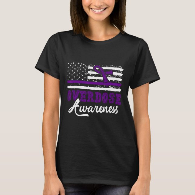 Camiseta Cinta Morada de Conciencia de Sobredosis Adicción  (Anverso)