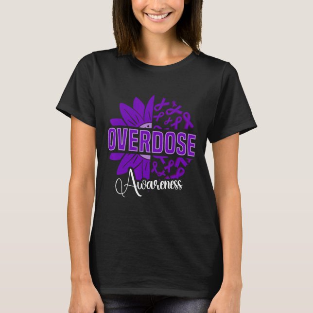 Camiseta Cinta Morada de Conciencia de Sobredosis Adicción  (Anverso)