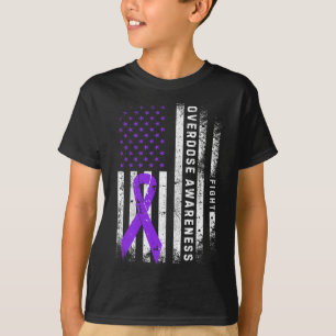 Camiseta Cinta Morada de Conciencia de Sobredosis Bandera d