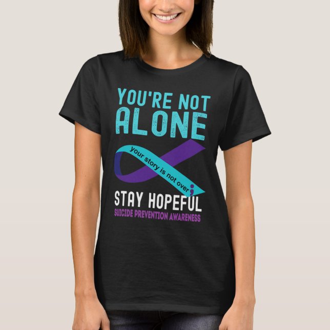 Camiseta Cinta morada verde azulada apoya la prevención del (Anverso)