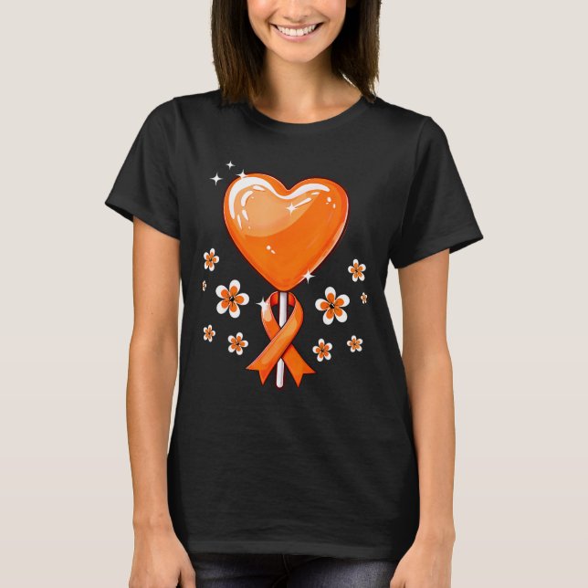 Camiseta Cinta Naranja Corazón Caramelo Esclerosis Múltiple (Anverso)