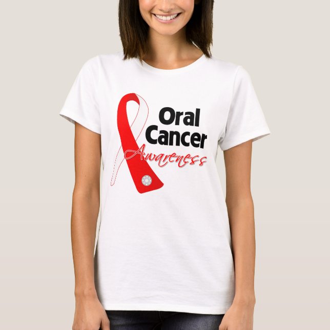 Camiseta Cinta oral de la conciencia del cáncer (Anverso)