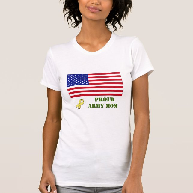 Camiseta Cinta ORGULLOSA de la MAMÁ w/Yellow del EJÉRCITO (Anverso)