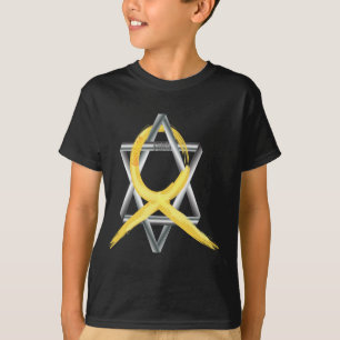 Camiseta Cinta "pintada" del cáncer de la niñez del oro