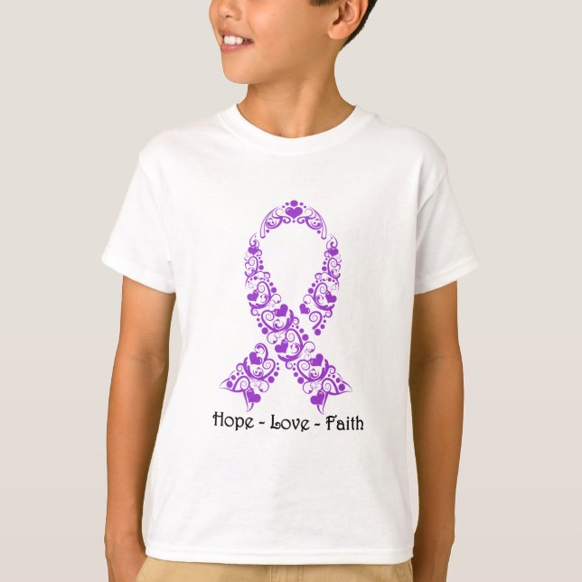 Camiseta Cinta púrpura de la conciencia de la esperanza (Anverso)