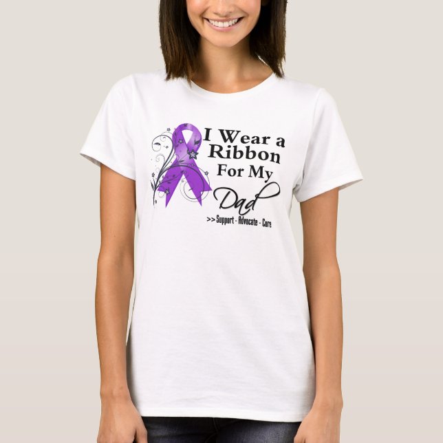 Camiseta Cinta púrpura de papá - Cáncer pancreático (Anverso)