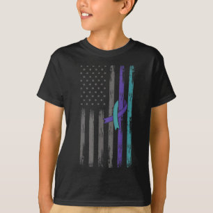 Camiseta Cinta púrpura teal de concienciación sobre prevenc