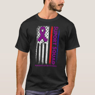 Camiseta Cinta Púrpura Us Flag Support Squad Pancreatic Awa
