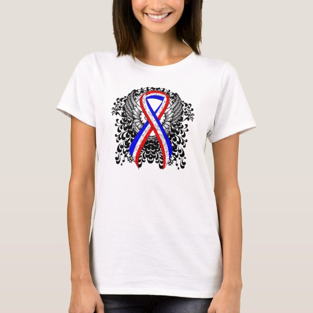 Camiseta Cinta roja, blanca y azul con alas (Anverso)