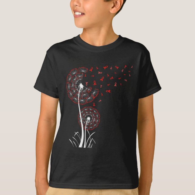 Camiseta Cinta roja Dandelion Heart Disease Sangre Cancer A (Anverso)