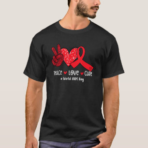 Camiseta Cinta roja de la paz de la paz: Día Mundial del SI