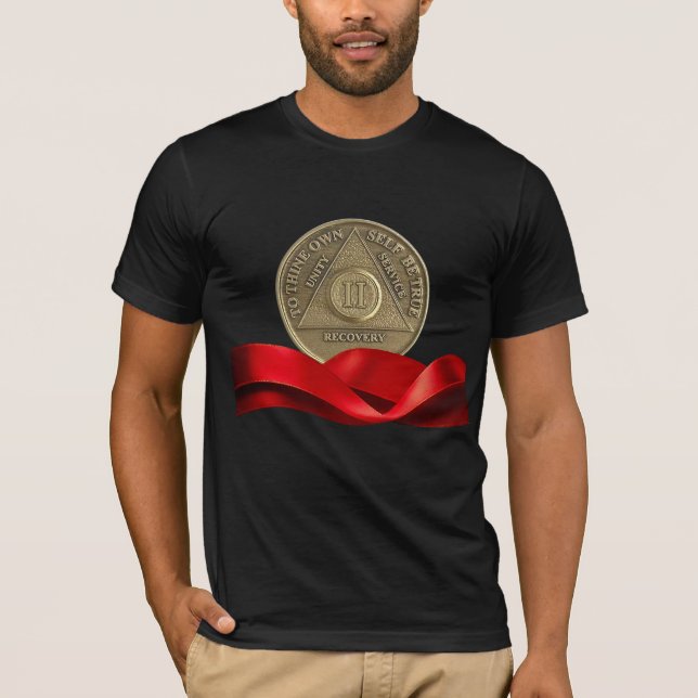 Camiseta Cinta roja de monedas de 2 años de aniversario en  (Anverso)