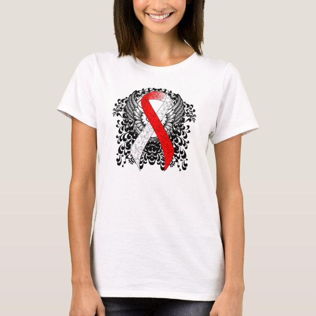Camiseta Cinta roja y blanca con alas (Anverso)