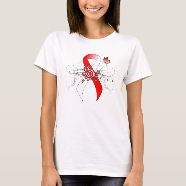 Camiseta Cinta roja y blanca con mariposa (Anverso)
