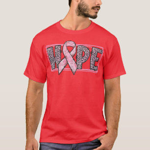 Camiseta Cinta Rosa Con Leopardo Impresión Esperanza Cáncer